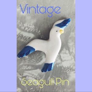 Vintage Ceramic Seagull Pin Brooch Pin